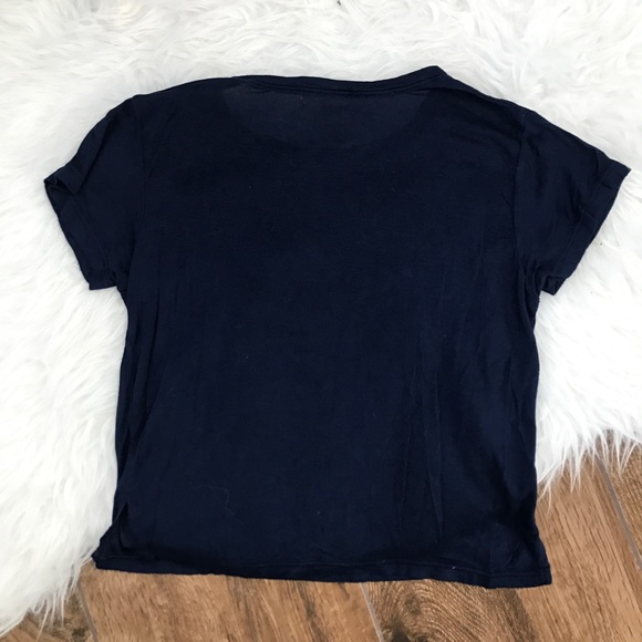 Brandy Melville • Navy Stay Weird Crop Tee Top - Picture 7 of 7